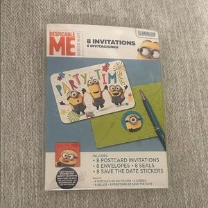 Universal Minions Party Invitations - Green and White (NWT)